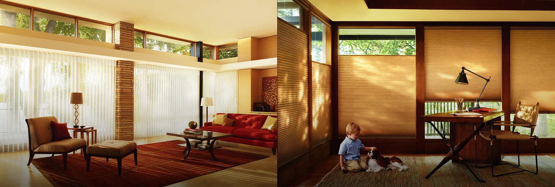 Explore window shades that adapt to changing sunlight throughout the day. Discover adjustable vanes, flexible shade positioning and automated light control with Hunter Douglas.